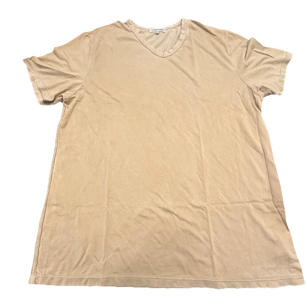 Cotton Citizen Men XL Classic V- Neck Tee Short Sleeve Vintage Taupe New